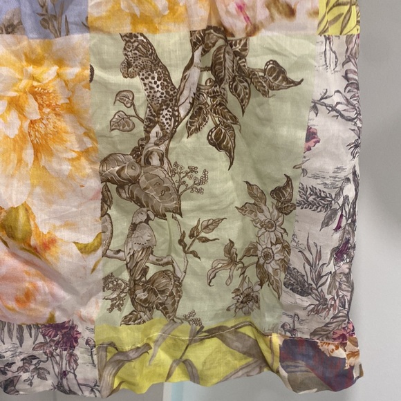 Banana Republic Ramie Twist Dress in Patchwork Blue small petite s p long sleeve - Picture 5 of 11